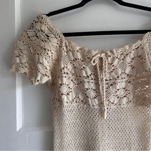 70s crochet mini dress